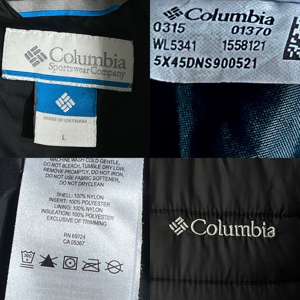 Columbia Powder Pillow Hybrid Black Water Resistant Zip-Up Jacket Size Large - Picture 14 of 16